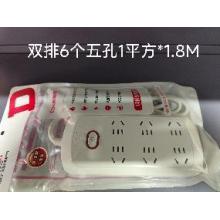德力西电气CDK206双排6个五孔1平方*1.8M（有问题只修不退）